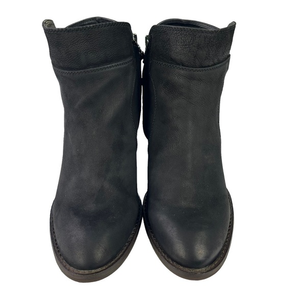 Sam Edelman Morgan Black Nubuck Leather Ankle Boots Stacked Block Heel Size 9.5‎ - Picture 5 of 14